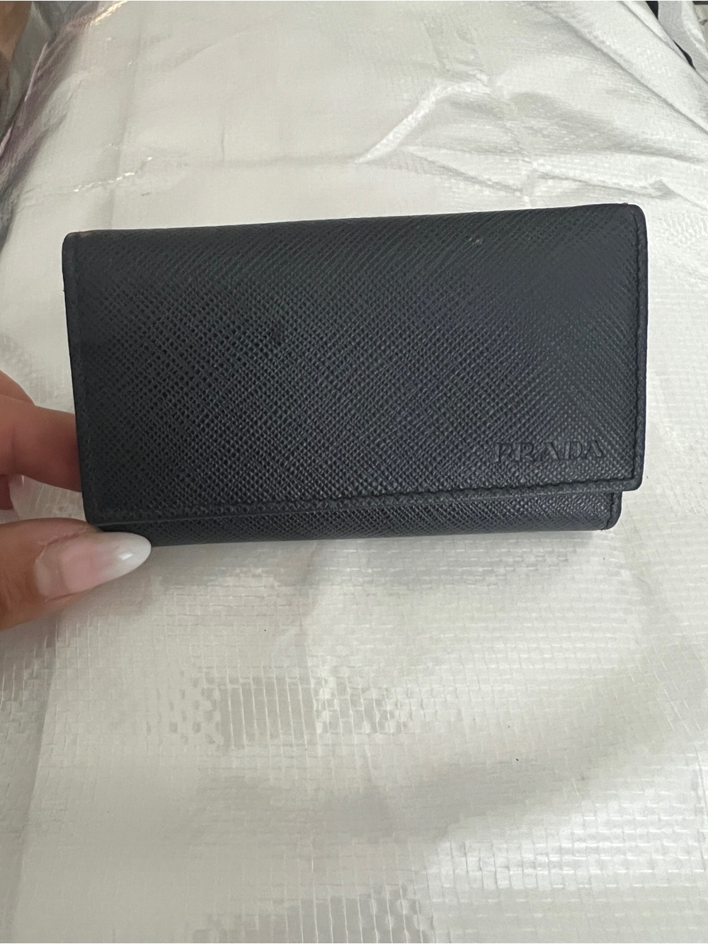 Prada Black Saffiano Leather Key & Card Holder